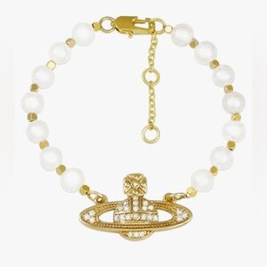 vivienne westwood Crystal saturn pearl Bead Repurposed handmade bracelet